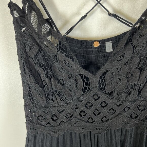 FREE PEOPLE FP One Adella Slip Lace Dress Black Medium Mini Boho Feminine - Picture 5 of 10